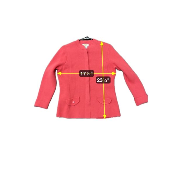 Talbots Petites Red Silk Blend Textured Cardigan Jacket Buttoned Pockets Sz PS - Picture 7 of 9